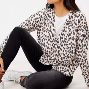 Ann Taylor LOFT leopard print cardi